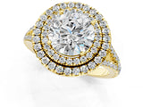Yellow gold Round Cut Diamond Double Halo Ring with Pavé Band and Prong Setting_108