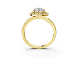 Yellow gold Round Cut Diamond Double Halo Ring with Split Shank and Four-Prong Setting_6