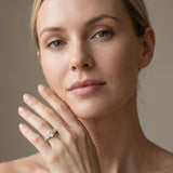 Yellow gold Round Cut Diamond Engagement Ring with Baguette Side Stones and Channel Set Band_14