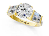 Yellow gold Round Cut Diamond Engagement Ring with Baguette Side Stones and Channel Set Band_43
