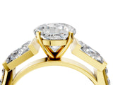 Yellow gold Round Cut Diamond Engagement Ring with Baguette Side Stones and Channel Set Band_46