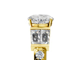 Yellow gold Round Cut Diamond Engagement Ring with Baguette Side Stones and Channel Set Band_47