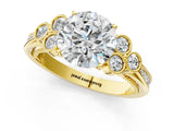 Yellow gold Round Cut Diamond Engagement Ring with Bezel Set Round Side Stones and Prong Setting_63