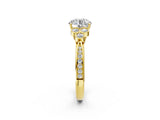 Yellow gold Round Cut Diamond Engagement Ring with Bezel Set Round Side Stones and Prong Setting_64