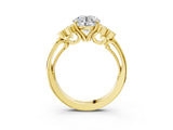 Yellow gold Round Cut Diamond Engagement Ring with Bezel Set Round Side Stones and Prong Setting_65