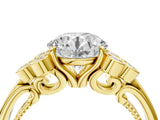 Yellow gold Round Cut Diamond Engagement Ring with Bezel Set Round Side Stones and Prong Setting_66
