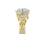 Yellow gold Round Cut Diamond Engagement Ring with Bezel Set Round Side Stones and Prong Setting_67