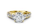 Yellow gold Round Cut Diamond Engagement Ring with Pavé Band and Four-Prong Setting_15