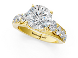 Yellow gold Round Cut Diamond Engagement Ring with Pavé Band and Four-Prong Setting_16