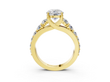 Yellow gold Round Cut Diamond Engagement Ring with Pavé Band and Four-Prong Setting_18