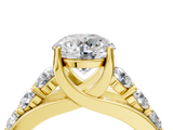 Yellow gold Round Cut Diamond Engagement Ring with Pavé Band and Four-Prong Setting_19