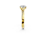 Yellow gold Round Cut Diamond Engagement Ring with Side Stone Accents and Four-Prong Setting_23