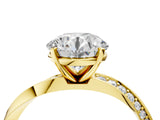 Yellow gold Round Cut Diamond Engagement Ring with Side Stone Accents and Four-Prong Setting_25