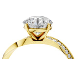 Yellow gold Round Cut Diamond Engagement Ring with Side Stone Accents and Four-Prong Setting_28