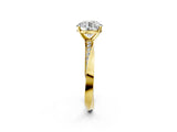 Yellow gold Round Cut Diamond Engagement Ring with Side Stone Accents and Four-Prong Setting_74