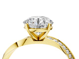 Yellow gold Round Cut Diamond Engagement Ring with Side Stone Accents and Four-Prong Setting_76