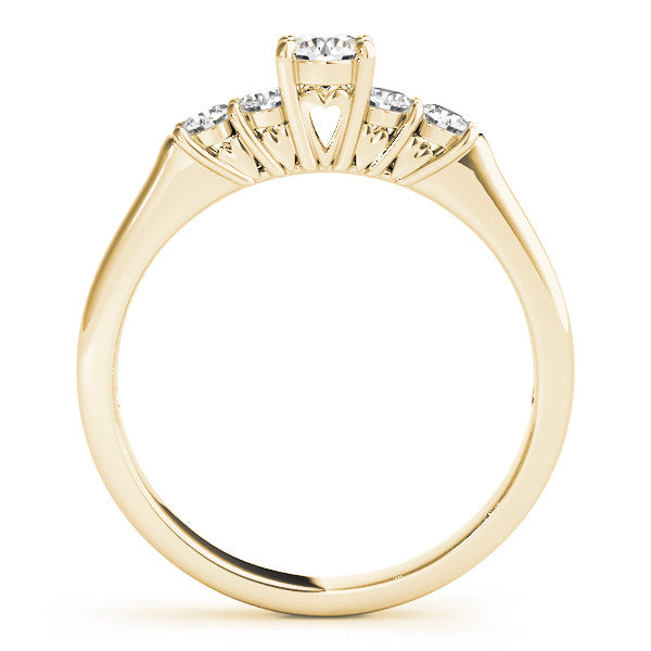 Yellow gold Round Cut Diamond Five-Stone Prong Set White Gold Ring 2