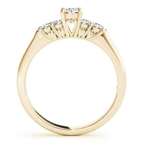 Yellow gold Round Cut Diamond Five-Stone Prong Set White Gold Ring 2
