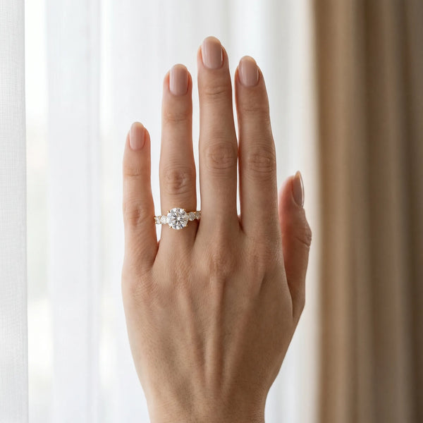 Yellow gold Round Cut Diamond Five-Stone Prong Set White Gold Ring