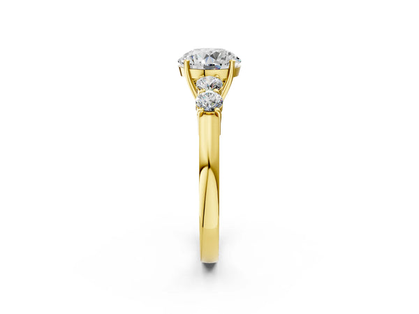 Yellow gold Round Cut Diamond Five-Stone Prong Set White Gold Ring
