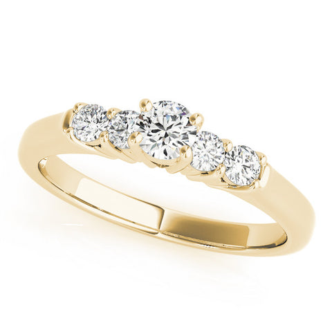 Yellow gold Round Cut Diamond Five-Stone Prong Set White Gold Ring