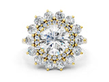 Yellow gold Round Cut Diamond Floral Double Halo Engagement Ring with Prong Setting_91