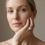 Yellow gold Round Cut Diamond Floral Halo Pave Band with Prong Setting_13