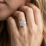Yellow gold Round Cut Diamond Floral Halo Pave Band with Prong Setting_14