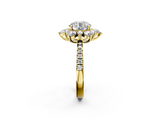 Yellow gold Round Cut Diamond Floral Halo Pave Band with Prong Setting_41