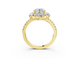 Yellow gold Round Cut Diamond Floral Halo Pave Band with Prong Setting_42