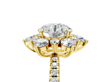 Yellow gold Round Cut Diamond Floral Halo Pave Band with Prong Setting_44