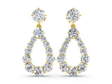 Yellow gold Round Cut Diamond Graduated Shared Prong Drop Earrings