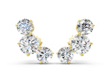 Yellow gold Round Cut Diamond Graduated Three-Stone Stud Earrings