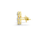 Yellow gold Round Cut Diamond Graduated Three-Stone Stud Earrings_1