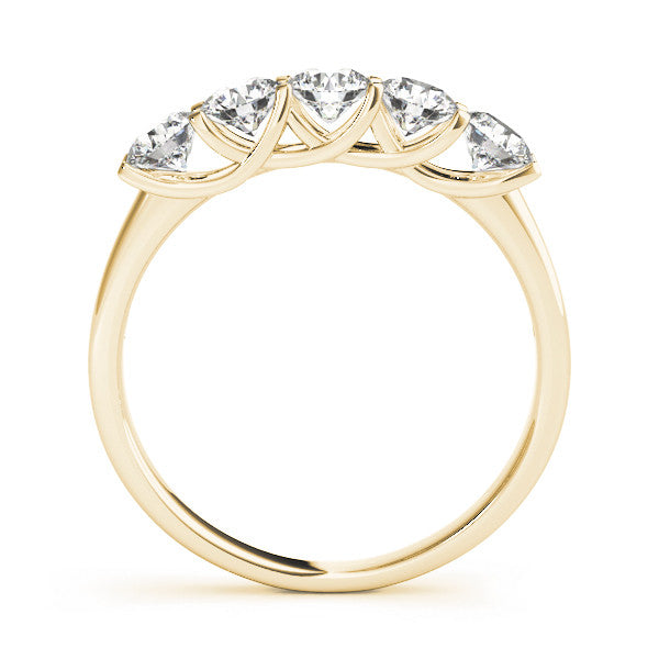 Yellow gold Round Cut Diamond Half Eternity Band with Prong Setting 1