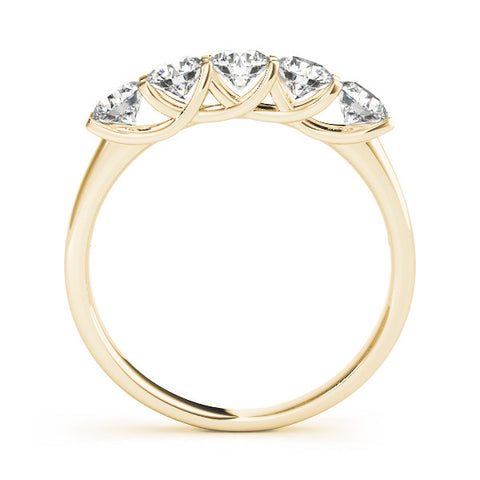 Yellow gold Round Cut Diamond Half Eternity Band with Prong Setting 1