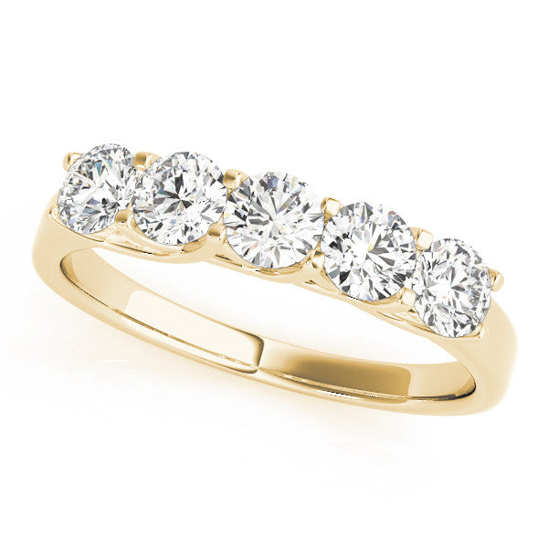 Yellow gold Round Cut Diamond Half Eternity Band with Prong Setting