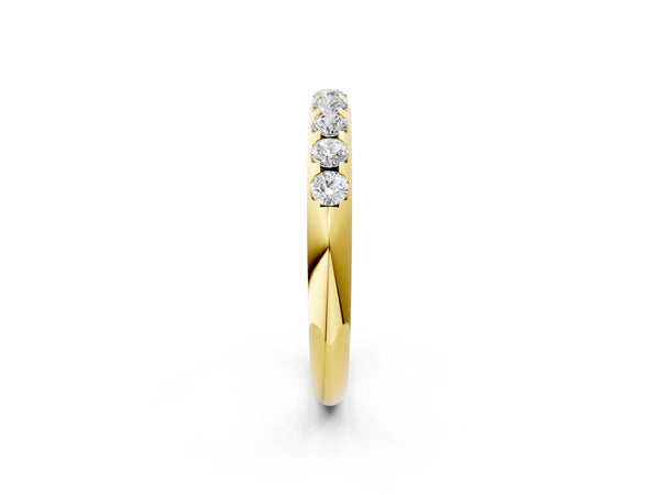 Yellow gold Round Cut Diamond Half-Eternity Band with Shared Prong Setting