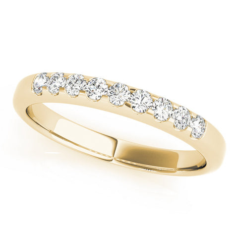Yellow gold Round Cut Diamond Half-Eternity Band with Shared Prong Setting