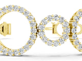 Yellow gold Round Cut Diamond Halo Circle Link Bracelet with Pave Setting_3