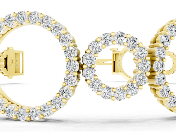 Yellow gold Round Cut Diamond Halo Circle Link Bracelet with Pave Setting