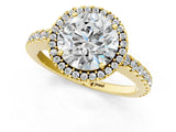Yellow gold Round Cut Diamond Halo Engagement Ring with Pavé Band and Prong Setting_28