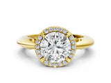 Yellow gold Round Cut Diamond Halo Engagement Ring with Split Shank and Four-Prong Setting_94