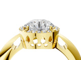 Yellow gold Round Cut Diamond Halo Engagement Ring with Split Shank and Four-Prong Setting_98