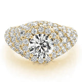 Yellow gold Round Cut Diamond Halo Pave Band Prong Setting Ring 1