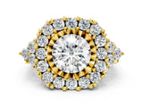 Yellow gold Round Cut Diamond Halo Ring with Pavé Band and Four-Prong Setting_45