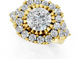 Yellow gold Round Cut Diamond Halo Ring with Pavé Band and Four-Prong Setting_46