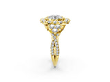 Yellow gold Round Cut Diamond Halo Ring with Pavé Band and Four-Prong Setting_47