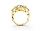 Yellow gold Round Cut Diamond Halo Ring with Pavé Band and Four-Prong Setting_48
