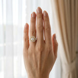Yellow gold Round Cut Diamond Halo Ring with Pavé Band and Four-Prong Setting_57